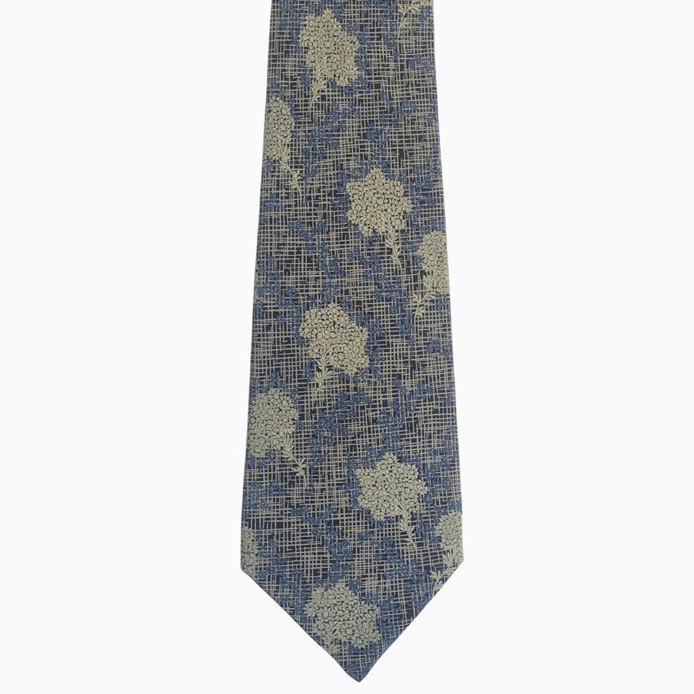 Vintage 1970s Emanuel‎ Ungaro Mens Silk Wide Tie Blue Cream Floral Designer